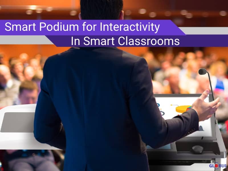 smart podium in classroom